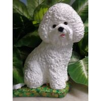 Hand Painted Bichon Frise Concrete Statue Painted As Shown Ships within 3 Weeks 10-1/2" high weighing nearly 15 Lbs