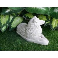 Australian Shepherd concrete statue in Alabaster 5x11x6.5" High Ships  Within 5 Days