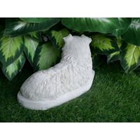 Australian Shepherd concrete statue in Alabaster 5x11x6.5" High Ships  Within 5 Days