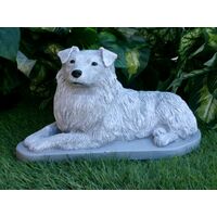 Australian Shepherd Concrete Statue pet Loss Memorial Gift and garden decor finished in Monochrome Grey