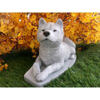 Akita Dog Concrete Statue pet Loss memorial gift, and garden decor finished in Monochrome Grey