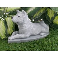 Akita Dog Concrete Statue pet Loss memorial gift, and garden decor finished in Monochrome Grey