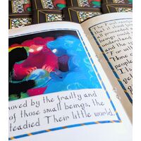 Close-up photograph of an open copy of the zine.