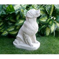 GOlden Retriever Concrete Statue in Alabaster 9.75" high garden decor and pet loss memorial gift