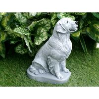 Golden Retriever concrete statue 9.75" tall Monochrome Grey pet Loss Gift and garden Decor