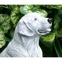 Golden Retriever concrete statue 9.75" tall Monochrome Grey pet Loss Gift and garden Decor