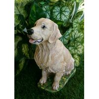 Custom painted Golden Retriever concrete Statue 9.75" high