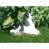 Custom painted Springer Spaniel Concrete Statue pet Loss memorial Gift, and indoor outdoor garden decor 7" high