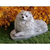 Keeshond Dog Statue Concrete Indoor Outdoor Home & Garden Decor 5x10x6" Tall