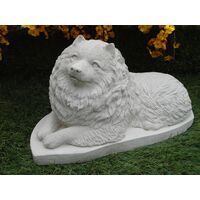 Keeshond Concrete Dog Statue 5x10x6" high clearcoat sealed indoor outdoor garden decor