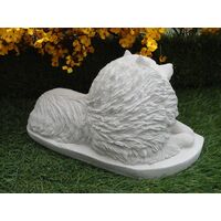 Keeshond Concrete Dog Statue 5x10x6" high clearcoat sealed indoor outdoor garden decor