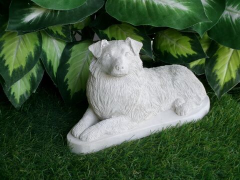 Australian Shepherd concrete statue in Alabaster 5x11x6.5" High Ships  Within 5 Days