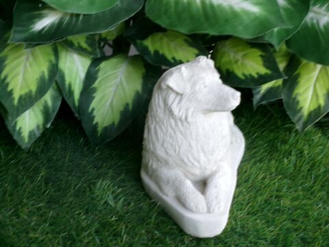 Australian Shepherd concrete statue in Alabaster 5x11x6.5" High Ships  Within 5 Days