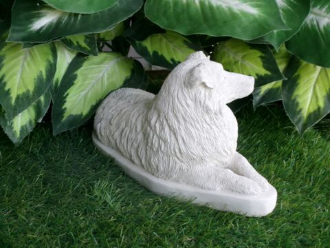 Australian Shepherd concrete statue in Alabaster 5x11x6.5" High Ships  Within 5 Days