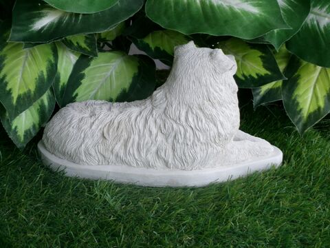 Australian Shepherd concrete statue in Alabaster 5x11x6.5" High Ships  Within 5 Days