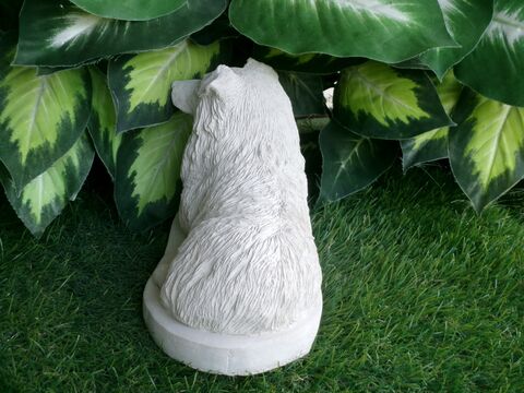 Australian Shepherd concrete statue in Alabaster 5x11x6.5" High Ships  Within 5 Days