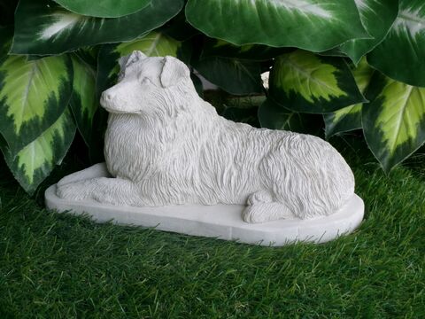 Australian Shepherd concrete statue in Alabaster 5x11x6.5" High Ships  Within 5 Days