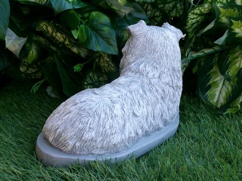 Australian Shepherd Concrete Statue pet Loss Memorial Gift and garden decor finished in Monochrome Grey