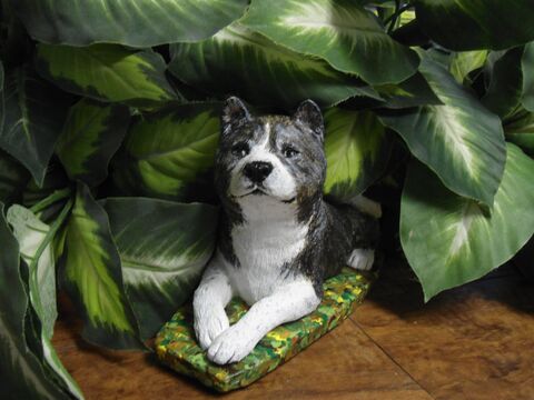 Custom Painted Concrete Statue Akita Dog pet Loss memorial Gift