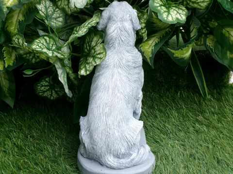 Golden Retriever concrete statue 9.75" tall Monochrome Grey pet Loss Gift and garden Decor
