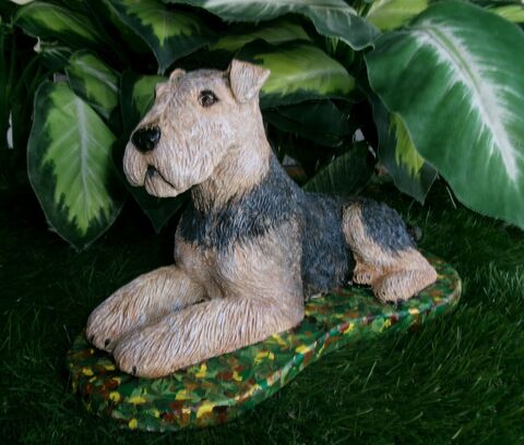Custom Painted Airedale Cncrete Statue