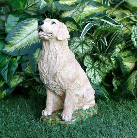 Custom painted Golden Retriever concrete Statue 9.75" high