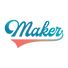 Vinyl sticker reading Maker in script font